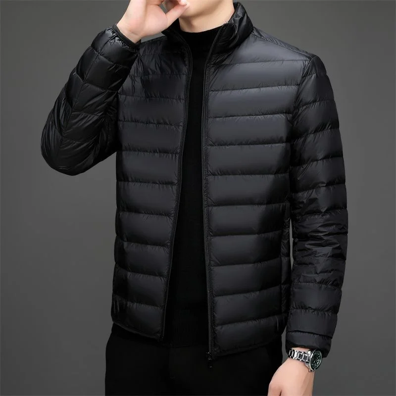 Leichter Baumwollmantel für Herren, Stehkragen, Winter-Herren-Baumwollmantel, lässig, dünner Stil für Herren