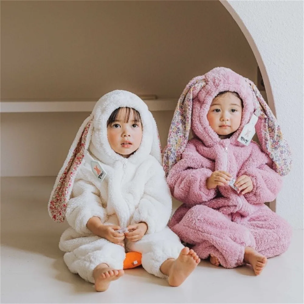 Pelele de conejo para bebés y niños, mono de una pieza para recién nacidos, pijamas con capucha, ropa de casa de felpa, trajes, disfraz para bebé