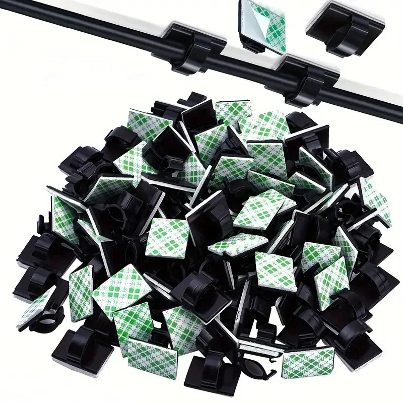 50 Self-Adhesive Cable ClampsการจัดการสายเคเบิลสายBracket ClampสายTie Bracketเหมาะสําหรับรถยนต์,สํานักงานและครอบครัว