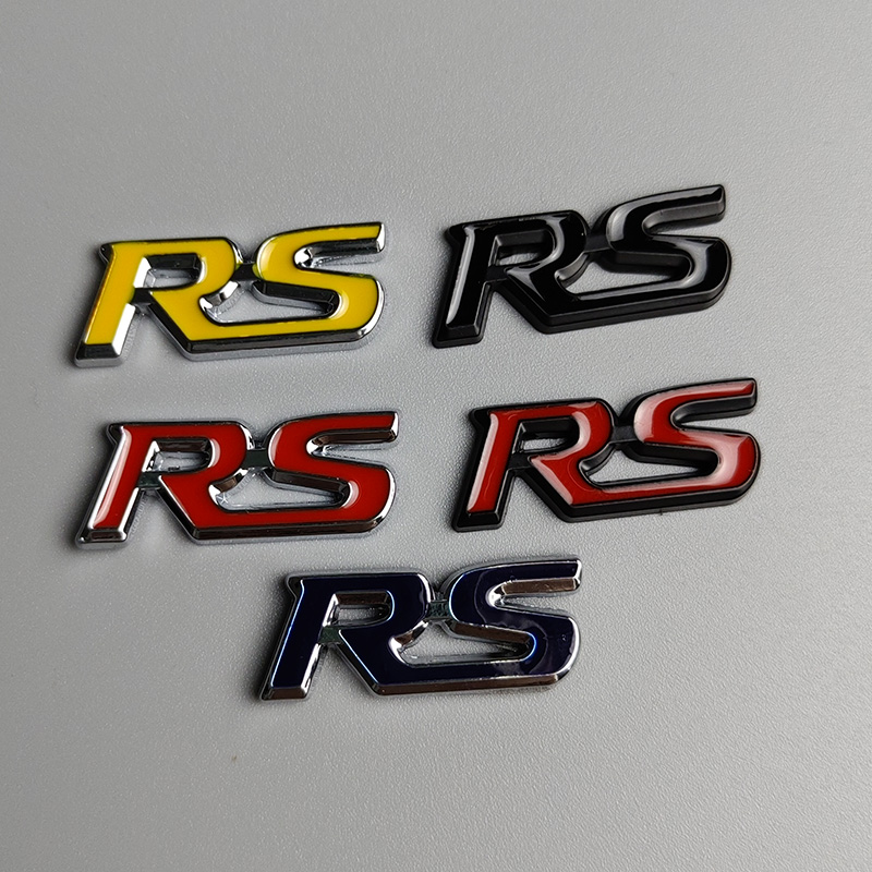 3D Metal Negro Rojo Logo RS Volante Emblema Coche Insignia RS Accesorios Adhesivos