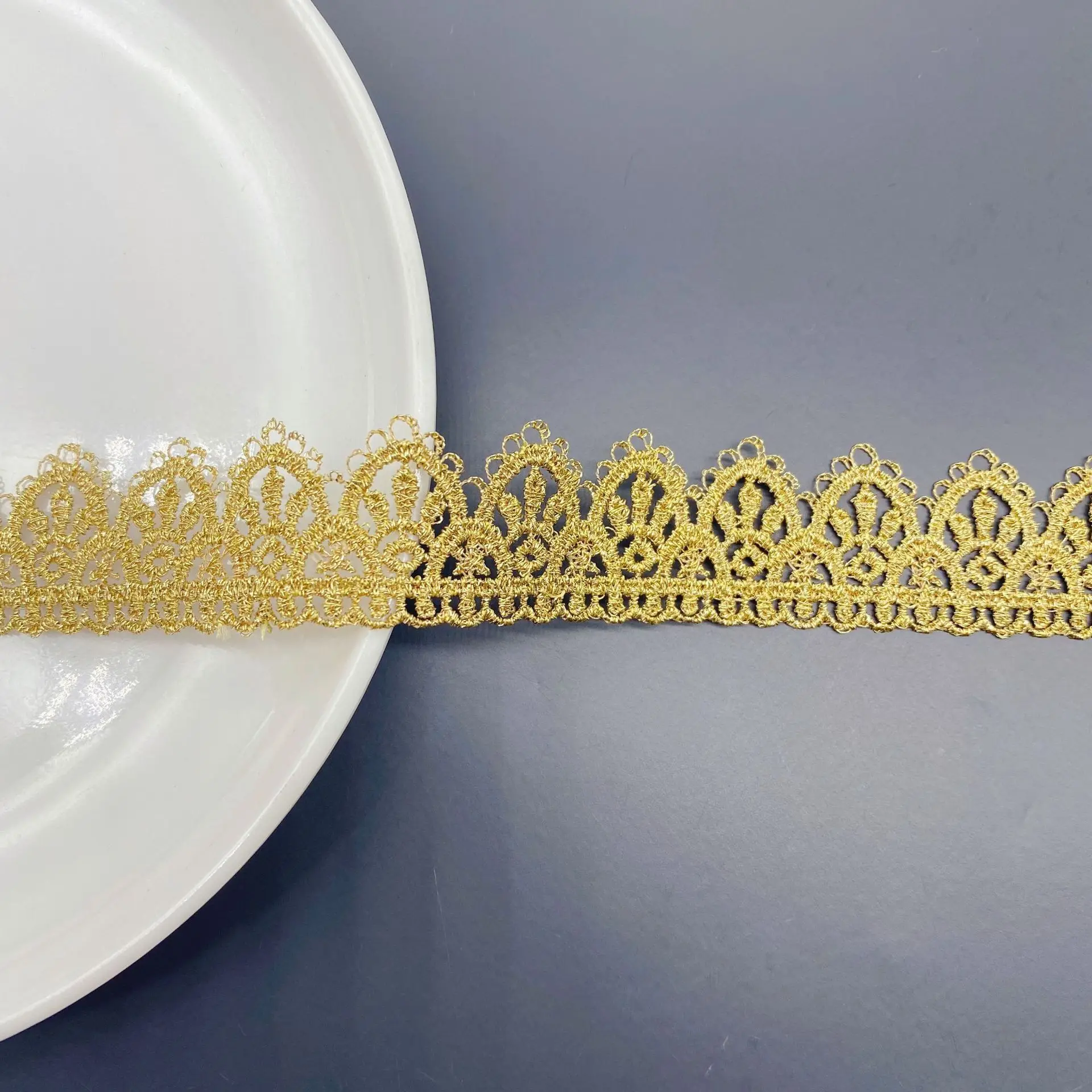 Telas de encaje de hilo dorado Unilateral, accesorios de ropa Lolita DIY