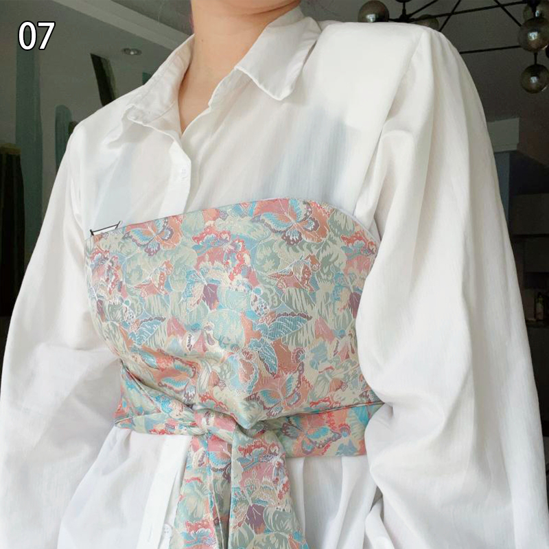 Kimono japonés Haori Yukata Obi, cinturón de literatura, brocado, tela Jacquard, pretina, decoración de camisa, fajas envueltas en el pecho