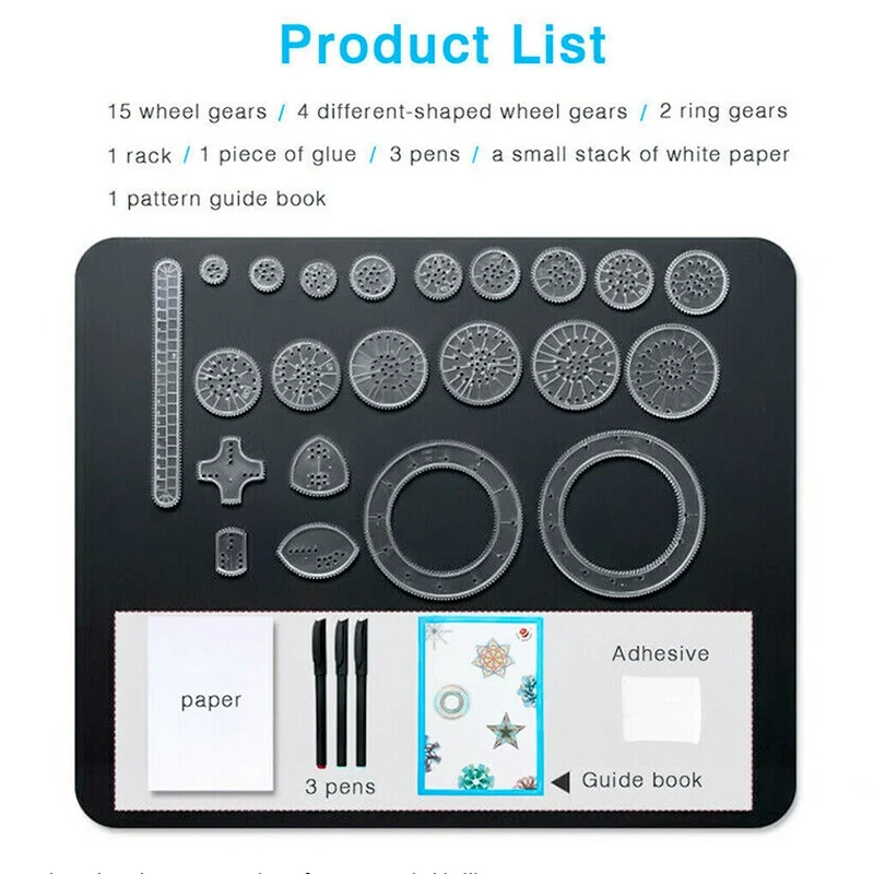 27 Pcs Tin Draw 드로잉 아트 오리지널 Spirograph 디자인 세트 공예 어린이 장난감 만들기