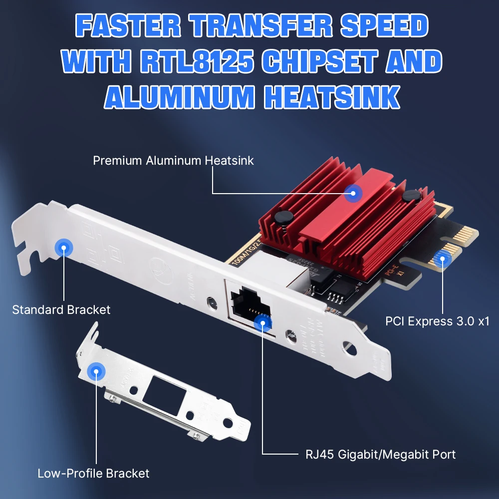 2.5G PCI-E Naar RJ45 Netwerkkaart 2500M Ethernet Lan adapter RTL8125 PCI Express Snelle WiFi adaptador Voor desktop PC