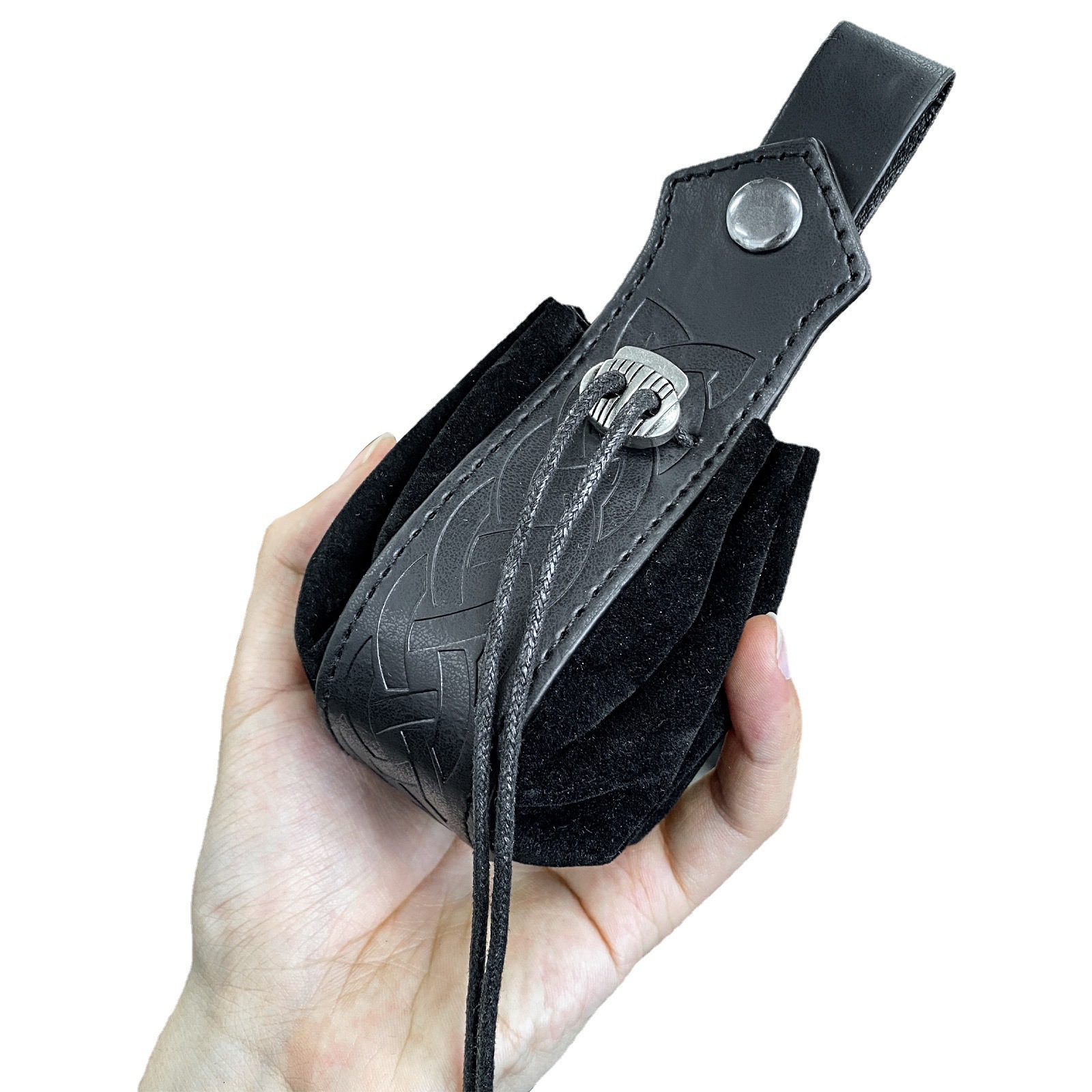 Middeleeuws zakje in Vikingstijl die aan een riem kan worden gehangen, portemonnee voor heren, hoogwaardige retro heuptas, cool en knap-LJX