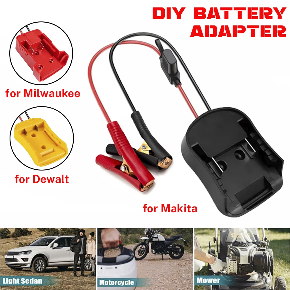 Zünder-Starthilfe für Makita DeWalt Milwaukee, 18 V Akku, Auto-Booster-Kabel mit Sicherung, Kfz-Notstrom-DIY-Adapter