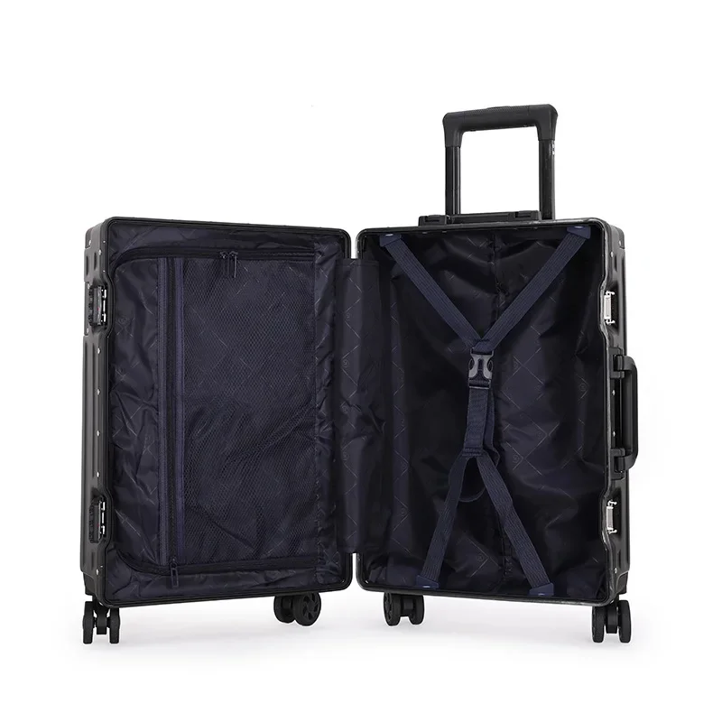Reise Spinner Gepäck 20/22/24/26 Zoll Aluminium rahmen Roll koffer Mann Frauen Mode Trolley Fall Business Boarding Box