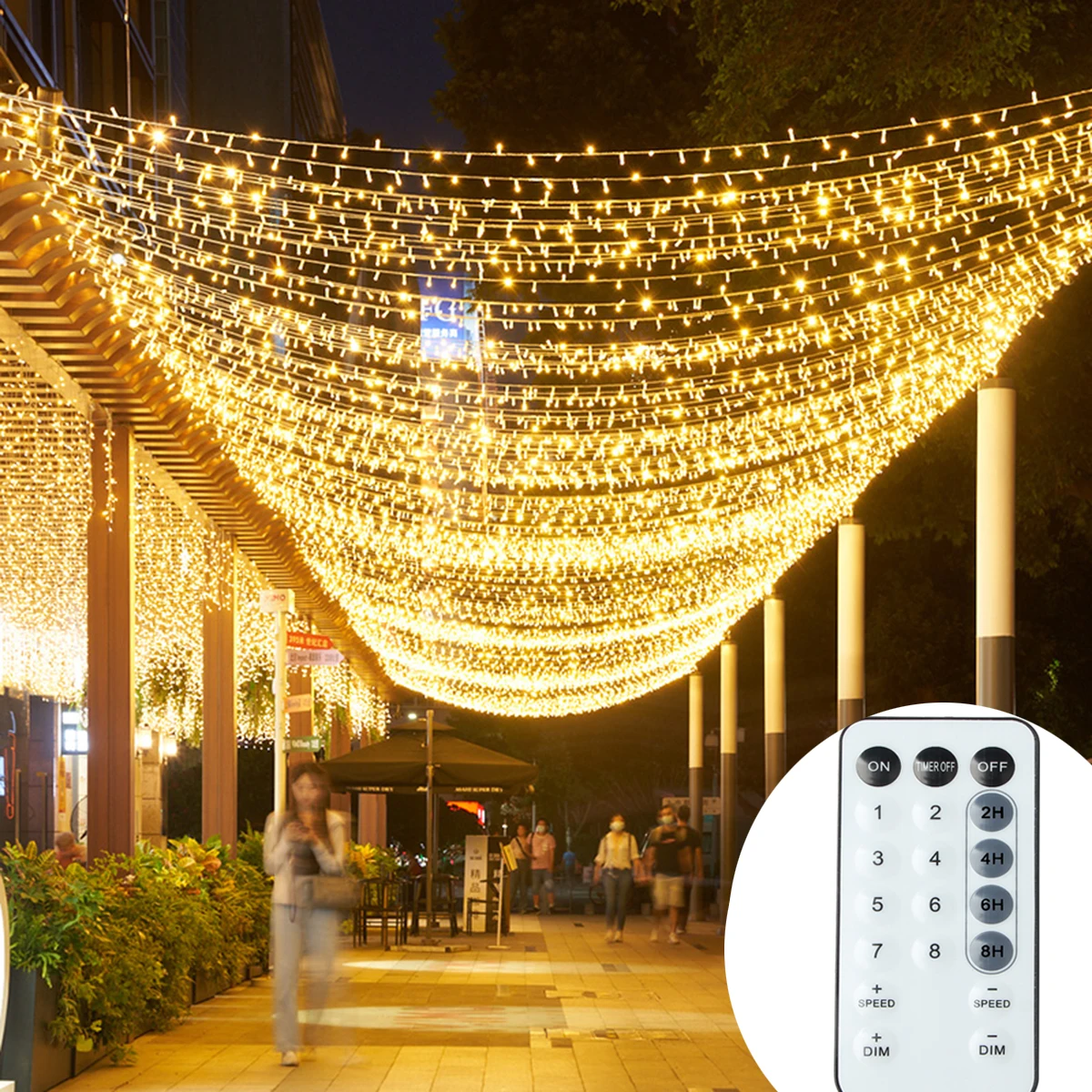 Lampki LED 50M 100M, girlanda świetlna na zewnątrz, lampki choinkowe, dekoracja na ogród, taras, drzewo, ulicę, wesele, imprezę