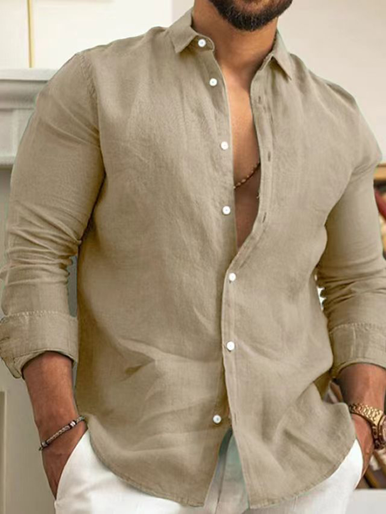 Einfarbig Baumwolle Leinen Plain Hemd Männer Klassische Button-up Revers Langarm Shirts Frühling Herbst Mode Lose Herren top Shirts