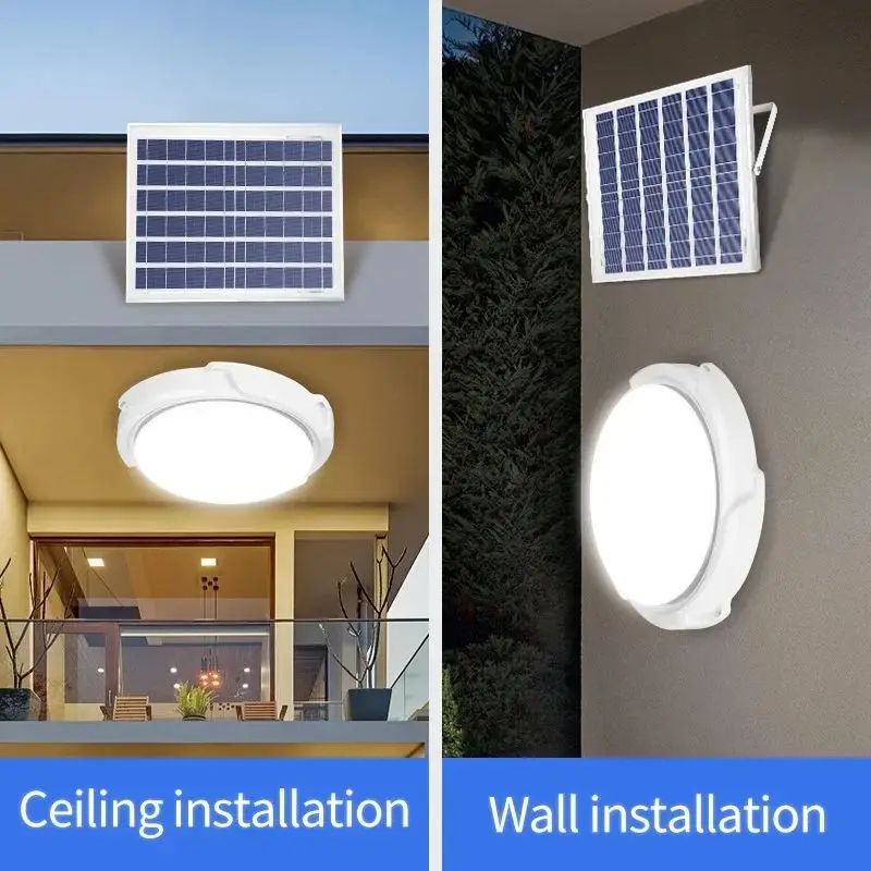 60W/100W/200W LED Plafoniera solare Lampada solare esterna impermeabile con telecomando 5M Linee Zero Power per corridoio giardino