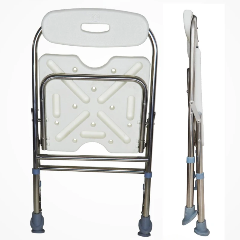 Taburete con respaldo para baño, muebles De baño, taburete plegable portátil, silla De plástico, silla De pie, cama baja De Metal