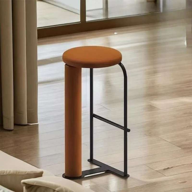 Modern Luxury Velvet Upholstered Bar Stool with Footrest Round Backrest Counter Height Chair for Cafe Bistro & Home Decor