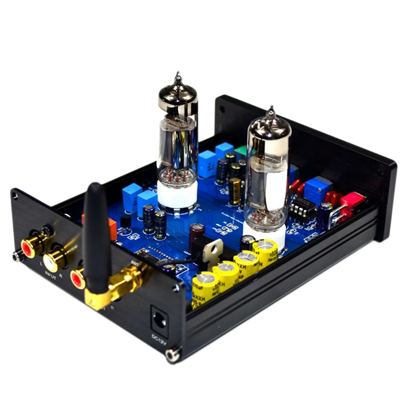 Amplifier Stereo, Buffer Hifi 6J5 Bluetooth 4.2 tabung Preamp Amplifier dengan nada Bass Treble