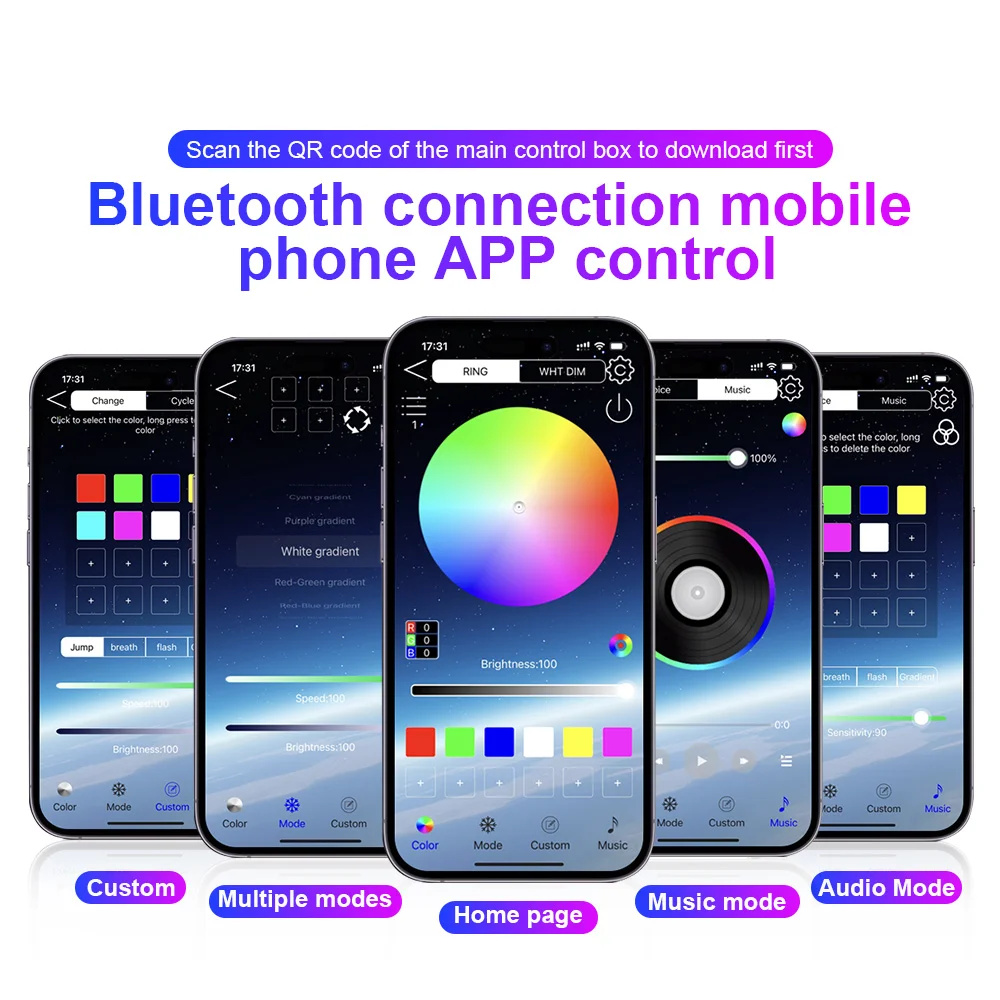 10/14/18 em 1 led luzes ambientais do carro 213 64 cores rgb sinfonia streamer bluetooth arco-íris tiras acrílicas kit de lâmpada atmosfera 12v