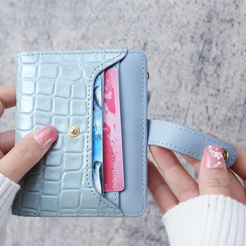 Mini cartera de mano con estampado de cocodrilo, tarjetero corto, tarjetero y monedero para mujer