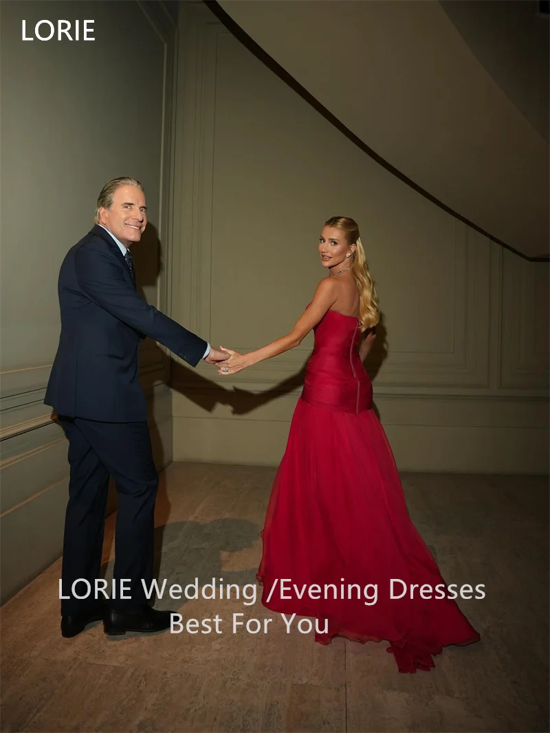 LORIE สีแดงชุดเดรสเมอร์เมดเซ็กซี่ชั้นความยาวแขนกุดเจ้าสาวชุดราตรี Elegant ชุดเจ้าสาวที่กําหนดเอง