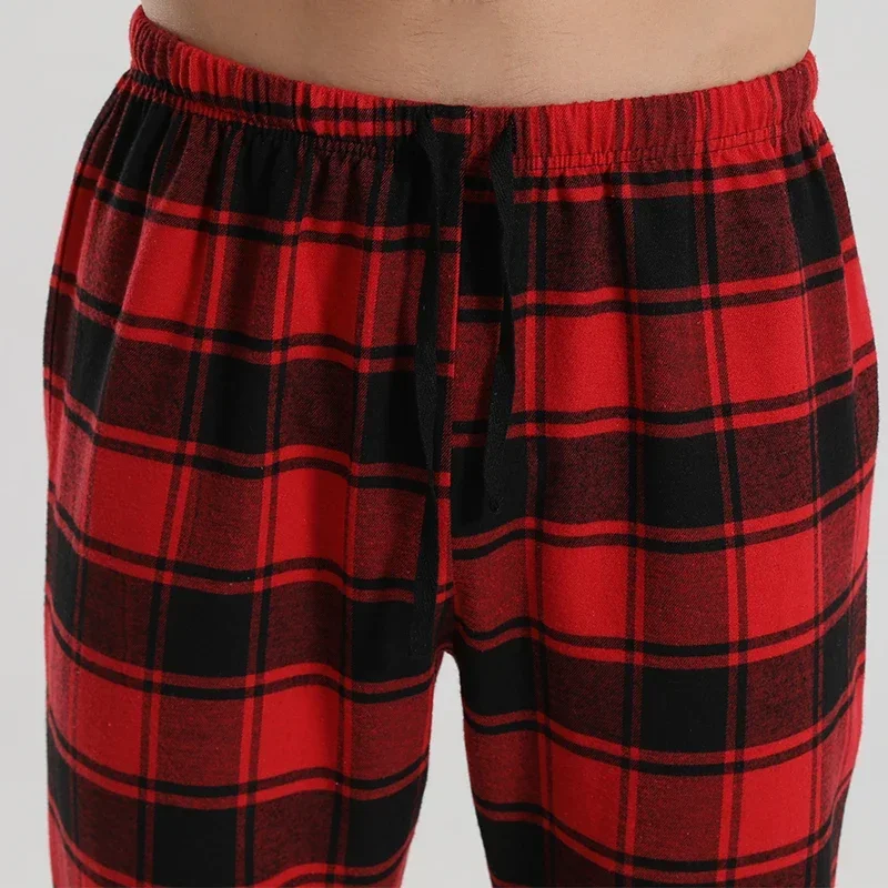 Modische, lässige, karierte, rot karierte Pyjamahose, neue Herren-Pyjama mit Karomuster, weiche und bequeme Hose mit elastischem Bund