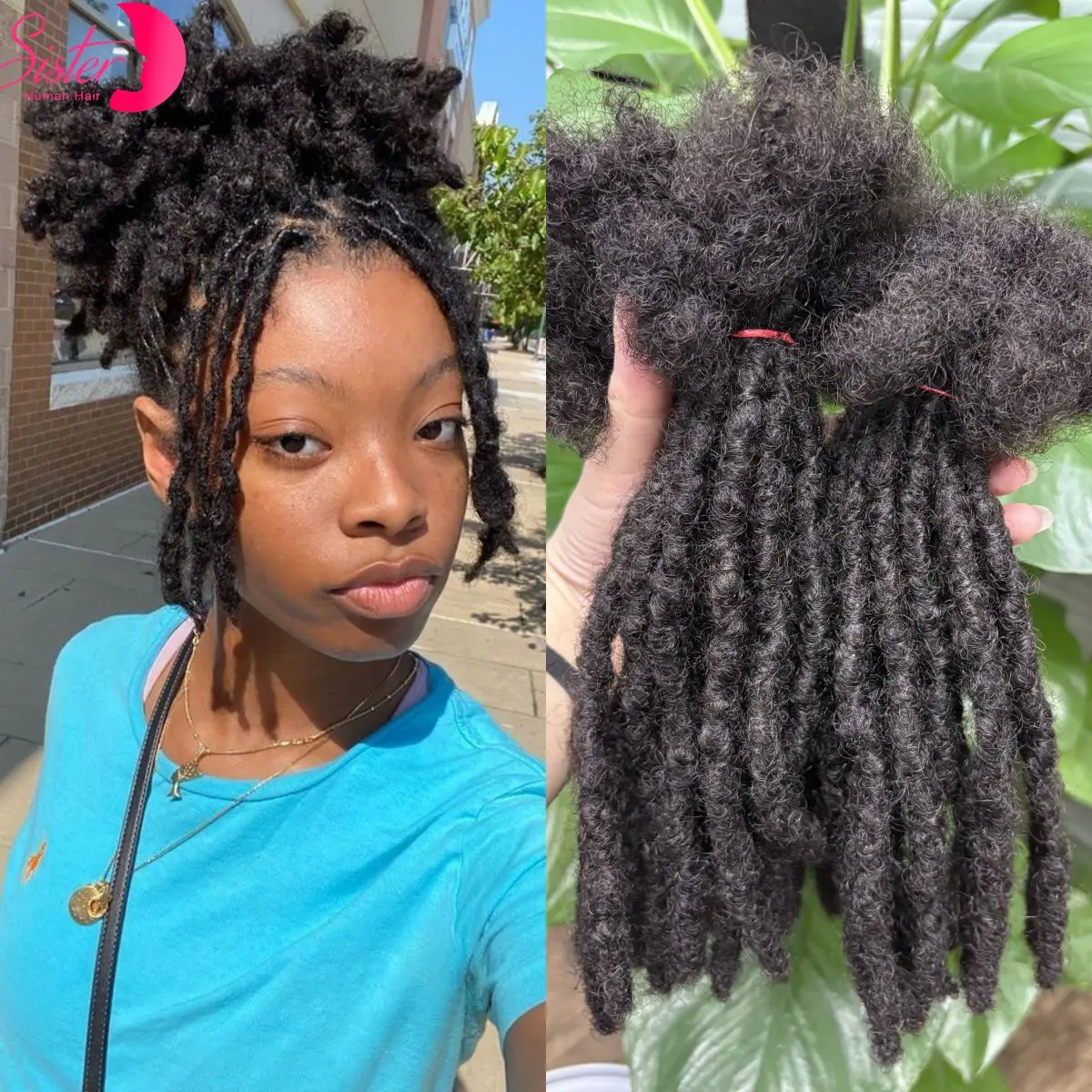 Loc extensão de cabelo humano, 0.6cm de largura, 8 polegadas, 50 fios, artesanal, dreadlock, inter extensão de cabelo humano para mulheres/homens/crianças