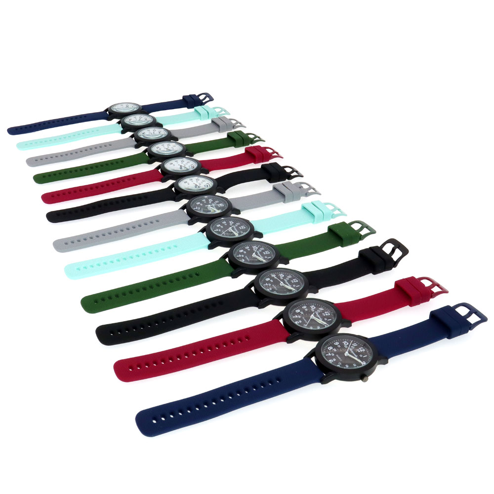 Reloj deportivo de cuarzo para hombre y mujer, cronógrafo de pulsera con batería japonesa, resistente al agua, 12 colores