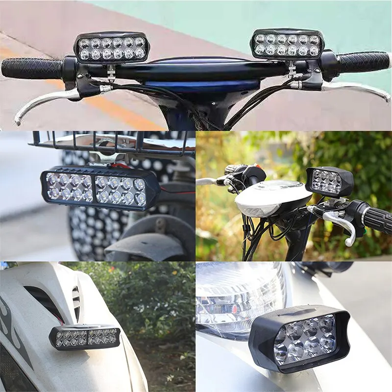 Reflektor motocyklowy 8/12/16 LED światła drogowe wodoodporny reflektor pomocniczy skuter reflektor zewnętrzny akcesoria do świateł przeciwmgielnych