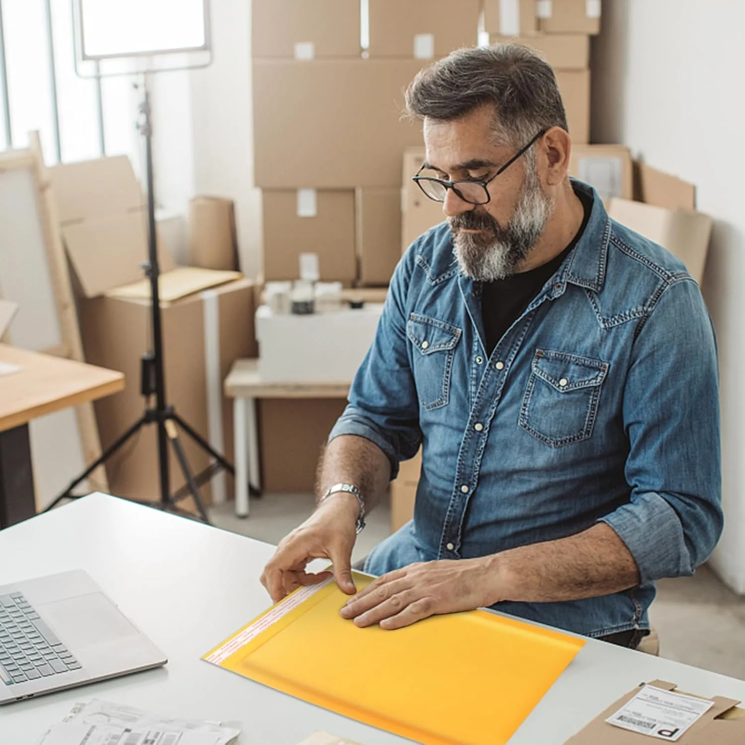 Sacos de transporte adesivos com vedação automática de bolhas Kraft, envelopes acolchoados com amortecimento para envio, envio postal, embalagens