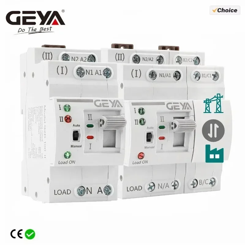 GEYA G2R Automatic Transfer Switch Din Rail ATS Dual Power Electrical Selector Switches Uninterrupted Power 25A 40A 63A 110V 220