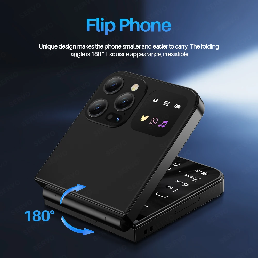 SERVO A50 PRO Dual SIM Flip Mobile Phone 2.4" Screen Call Recording Speed Dial Vibration 2G Flashlight Button Foldable Cellphone