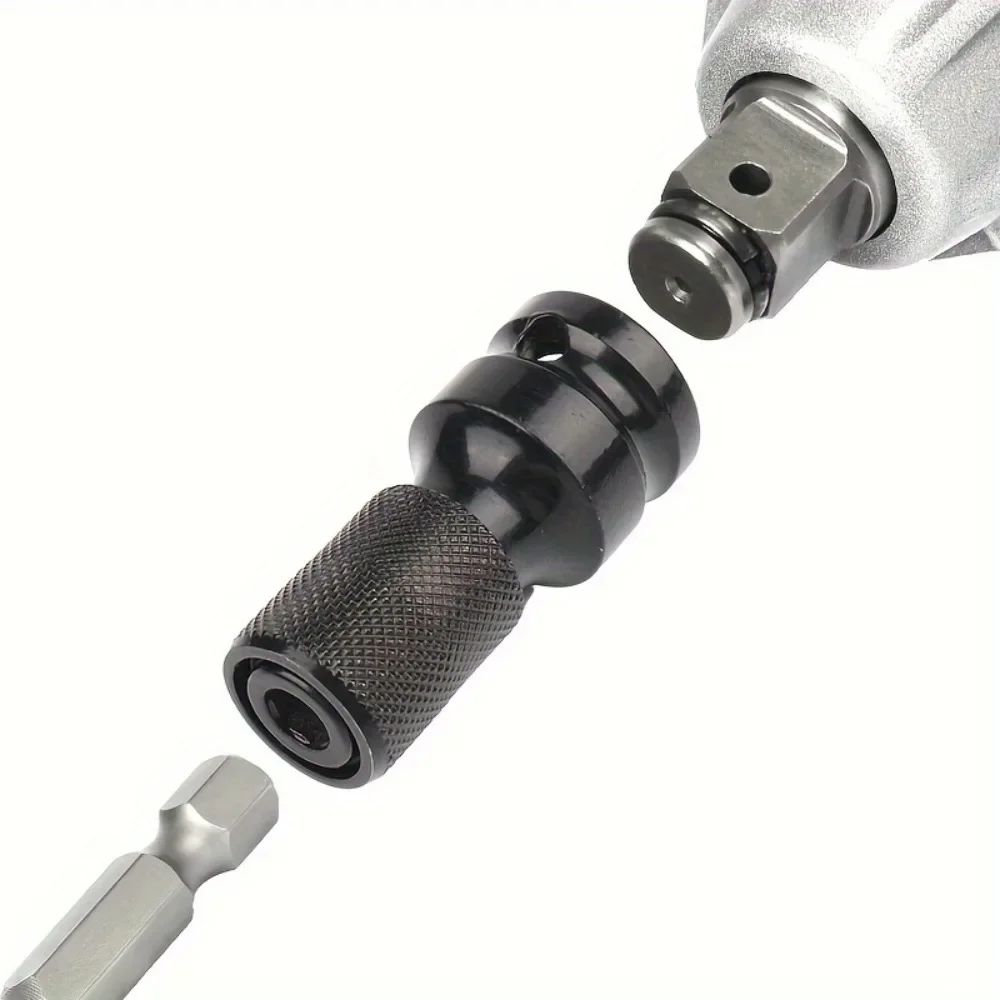 1pc chave de impacto para adaptador de broca 1/2 a 1/4 hex conversor soquete extensão bit titular para chave elétrica e ferramentas elétricas