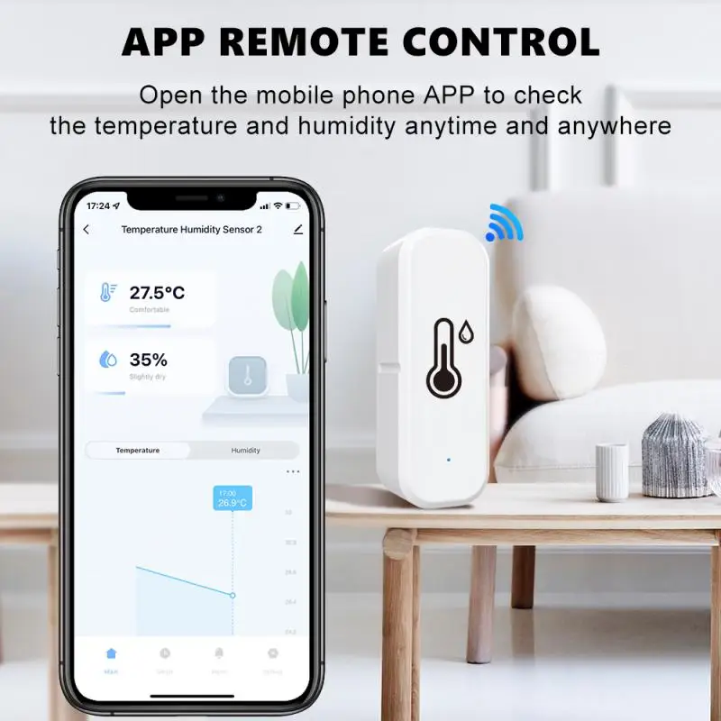 Nueva actualización Tuya ZigBee Sensor de temperatura y humedad aplicación remota Detector en tiempo Real hogar inteligente funciona con Alexa Google Home