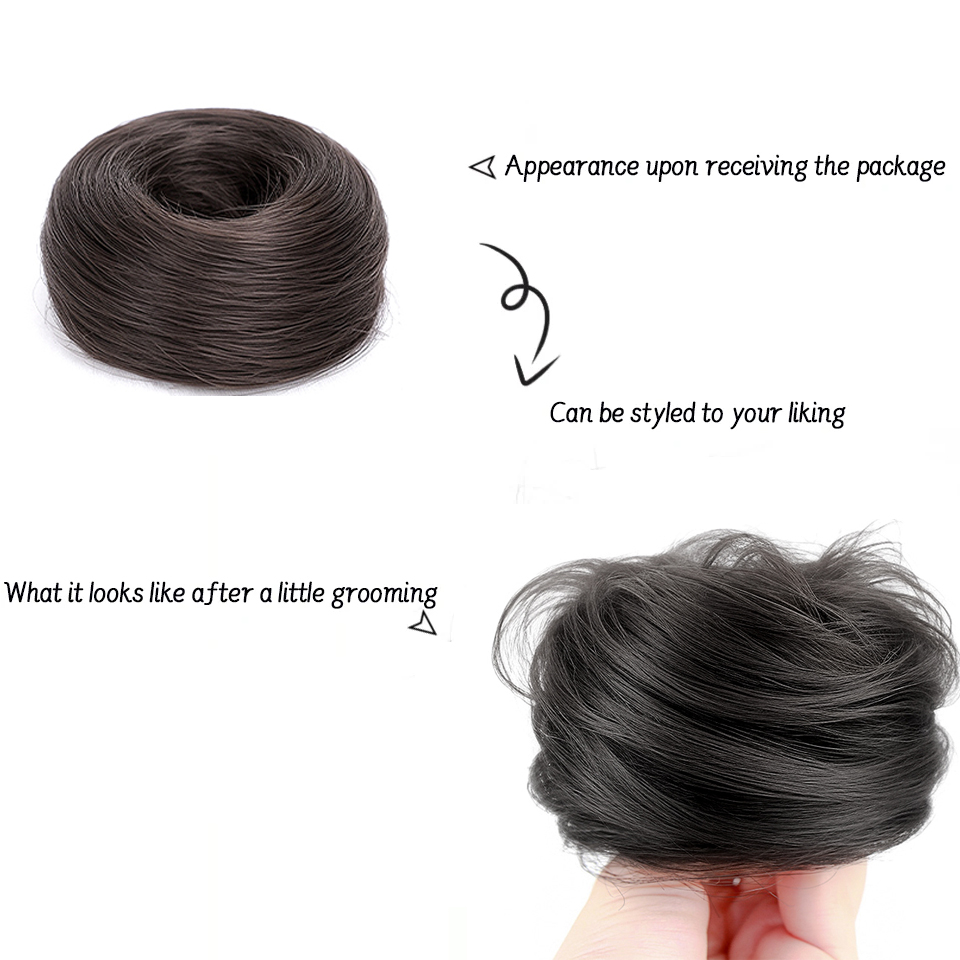 Moño sintético, banda de goma elástica, moño de pelo falso, Clip en extensión de cola de pelo, pieza de cabello Updo, cola de caballo para mujer