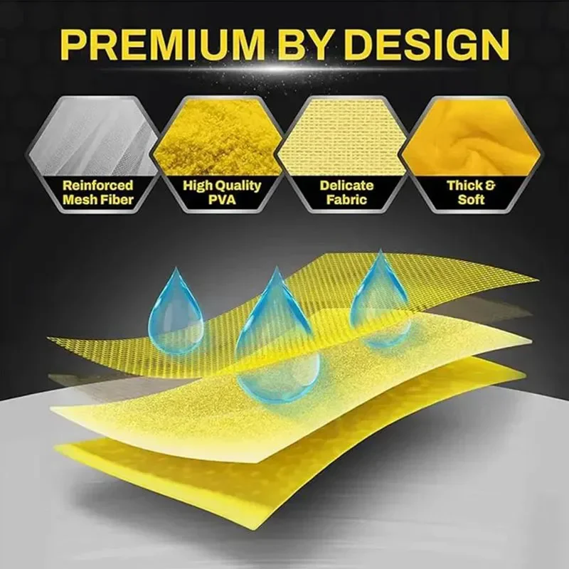 43*32cm PVA Car Wash Towel Ultra Absorbent Quick-Dry Scratch-Free Reusable Soft Deerskin Cloth for Auto Maintenance Clean