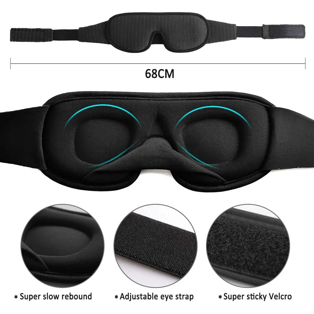 Máscara de dormir 3d 100% bloquekout luz máscara de sono para os olhos máscara de olho macio para viagens noite respirável venda slaapmasker