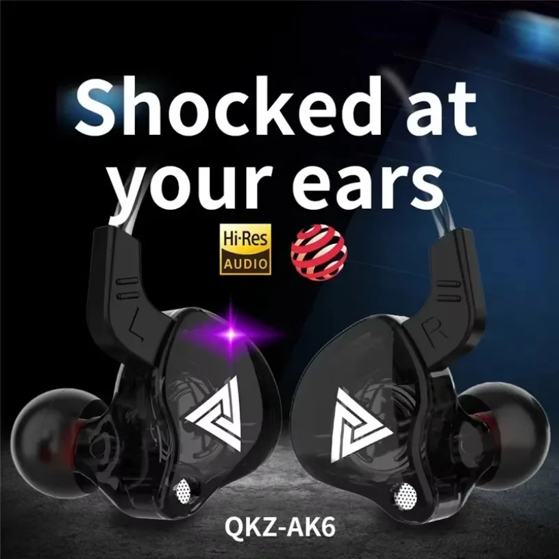 Novo esporte fone de ouvido com microfone 3.5mm com fio fones qkz ak6 no ouvido para iphone no ouvido microfone estéreo corrida fone