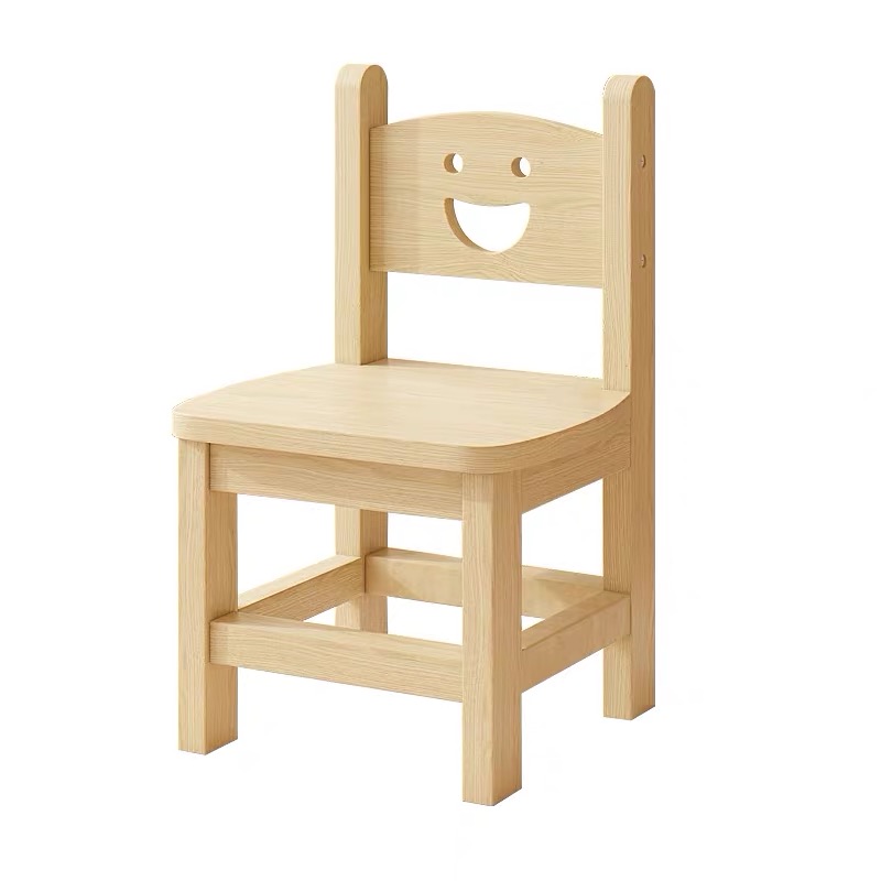 Solid Wood Children's Backrest Chair Cute Smiley Face 어린이 의자 Household Kindergarten Dining Chairs Benches