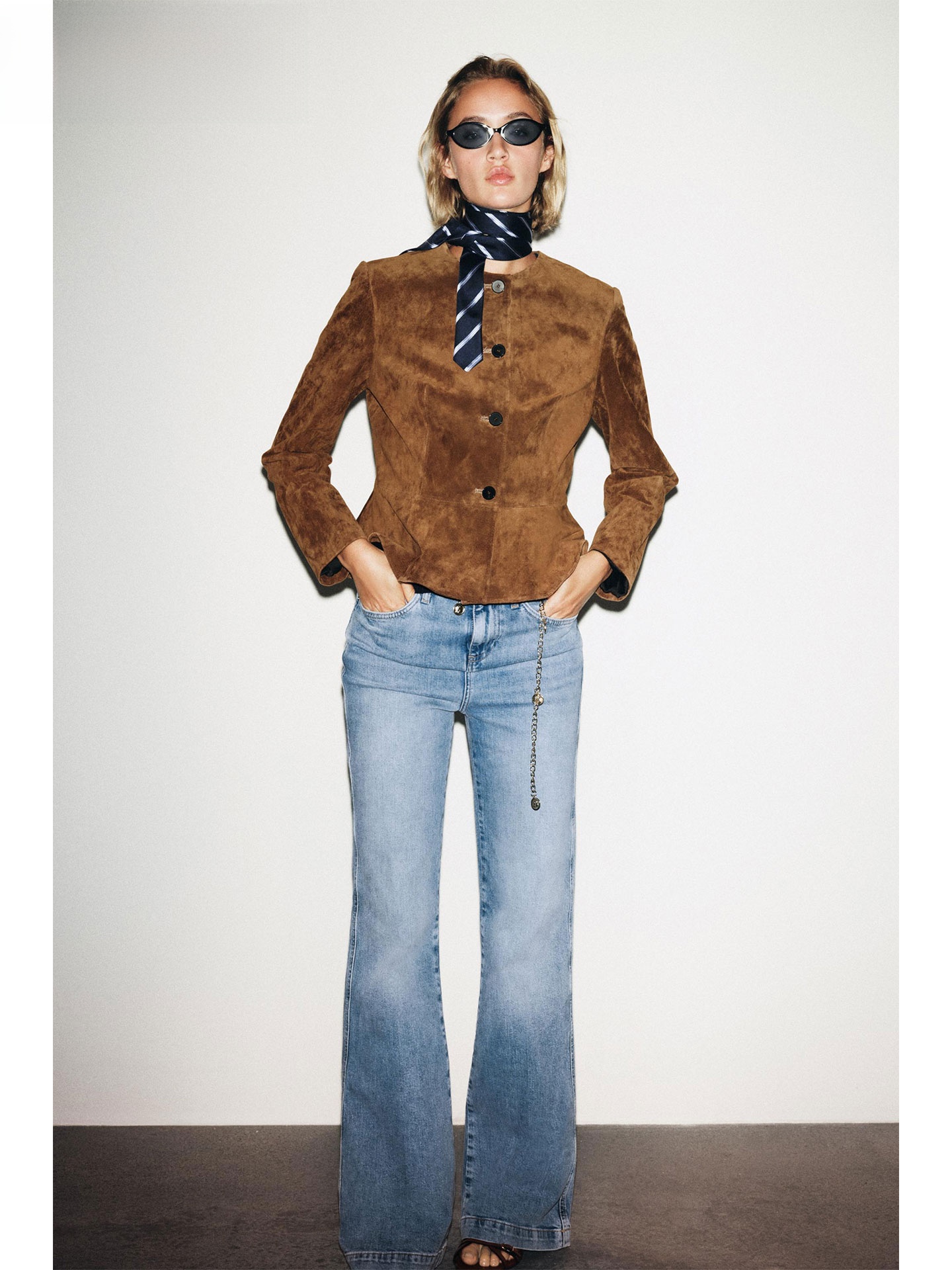 Jaqueta de Couro Fena ZAPRHA com Decote Redondo e Manga Longa, Estilo Casual, Nova Chegada de Outono, Versátil