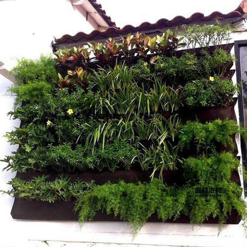 2/3/4/6/9/12 ポケット壁掛け植栽ポット緑黒植物成長プランター垂直ガーデンバッグ用品バッグガーデンツール