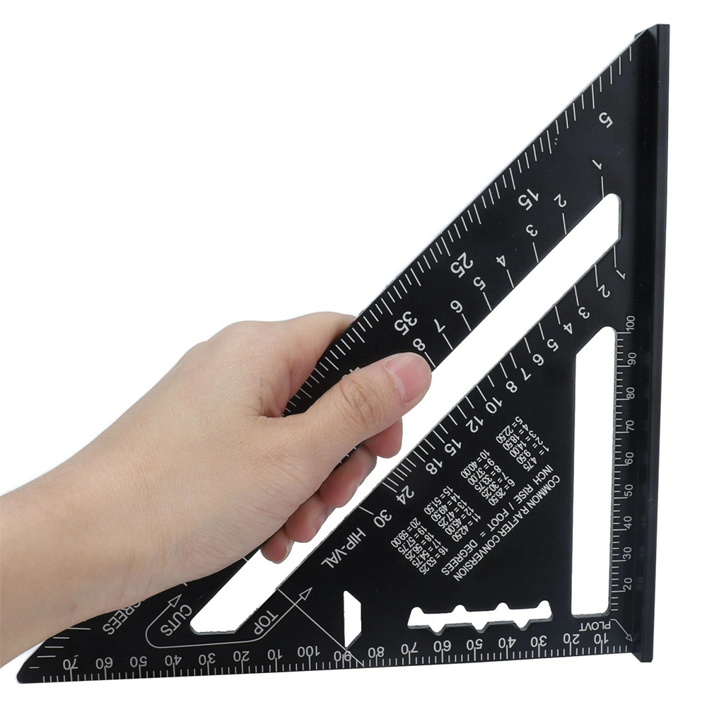 New 7Inch Triangle Ruler Measurement Tool Aluminium Alloy Carpenter Tools Inch Metric Angle Ruler Speed Square Woodworking Tools