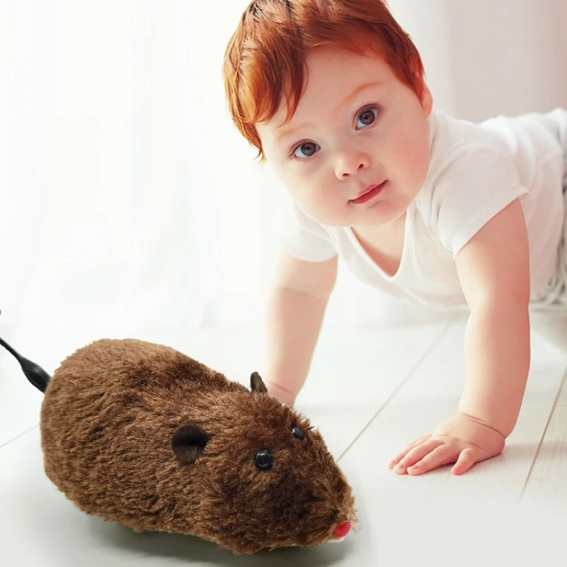 1pcs Hot Creative Funny Clockwork Spring Power Plush Mouse Toy Cat Dog Playing Toy Mechanical Motion Rat Pet Accessories
