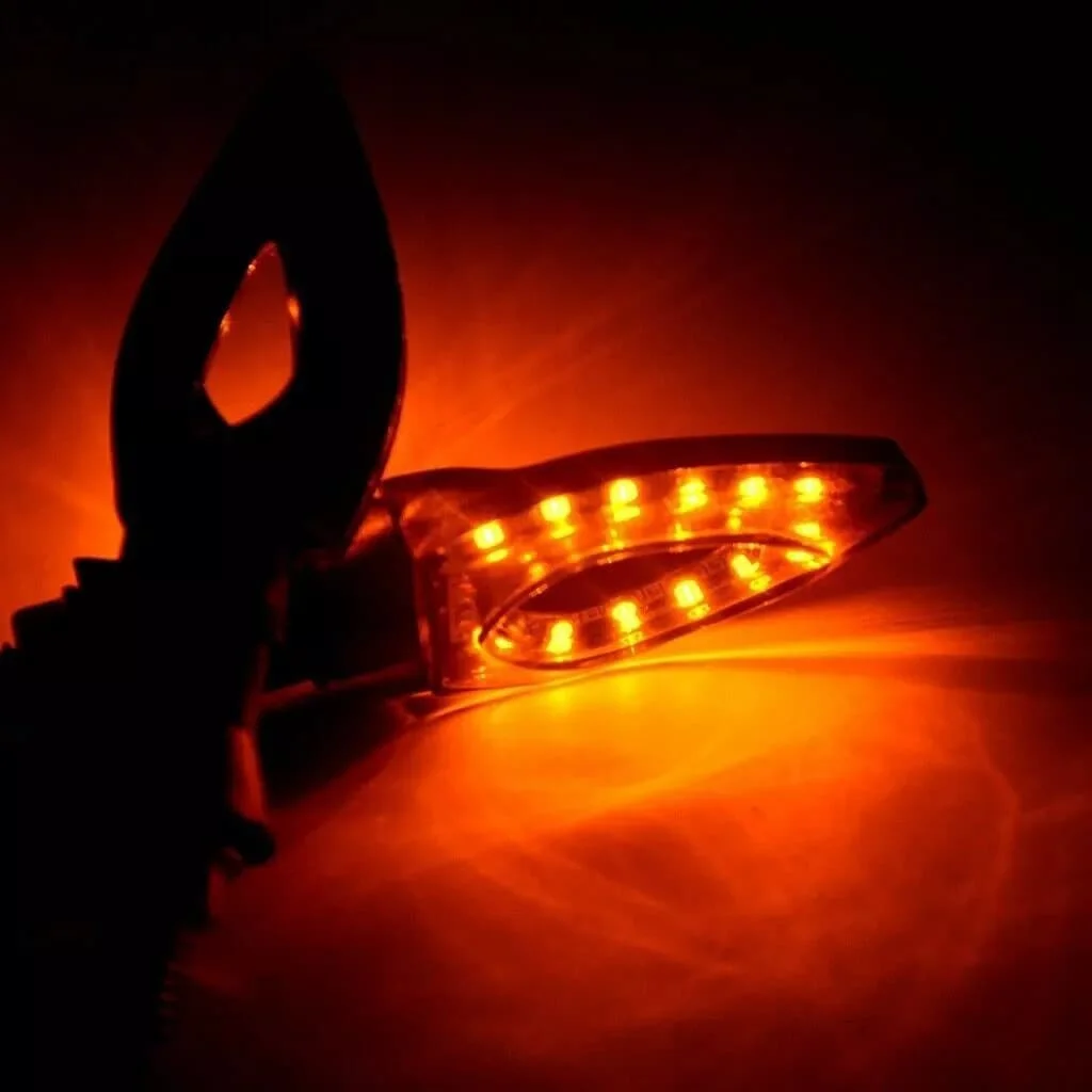 4Pcs Motorcycle Heart Shape Universal 12 LED Turn Signals Short Turn Signal Lights Indicator Blinkers Flashers Amber Color