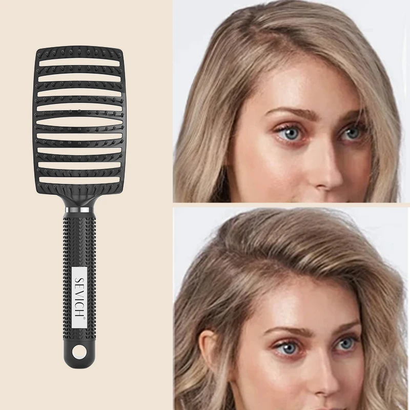 1 Stuks Elastische Massage Kam Hol Haarborstel Hoofdhuid Massage Kammen Haar Styling Ontklitter Snelle Föhnen Detangling Tool