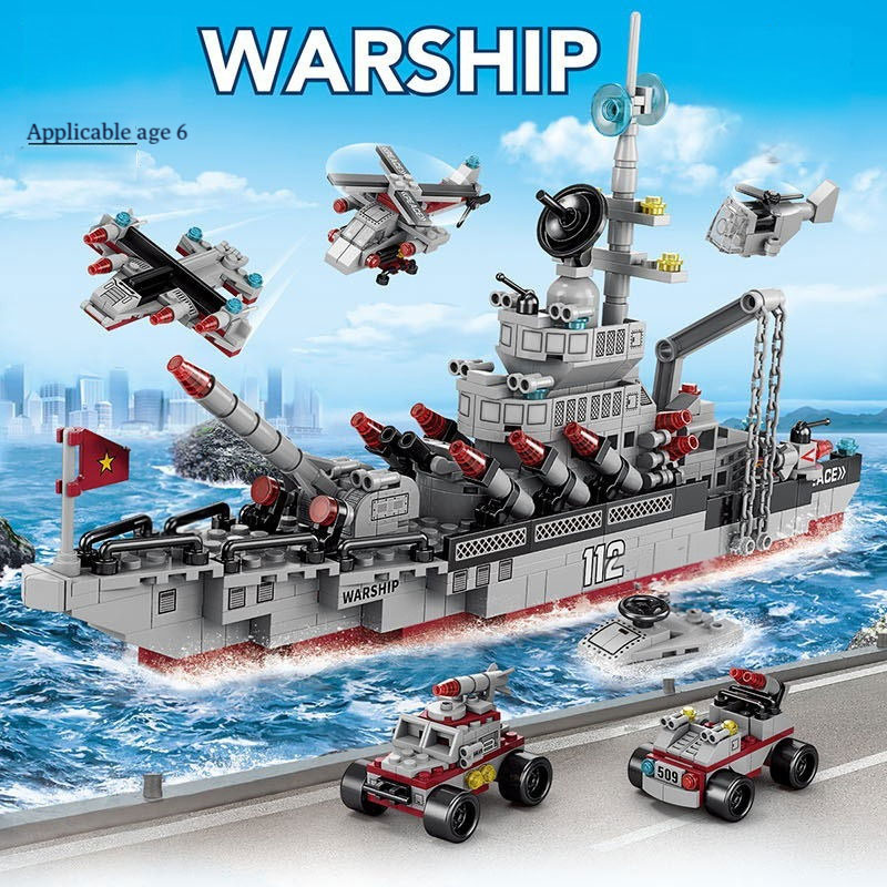 554 pçs exército oceano cruiser navio de guerra blocos de construção aeronaves arma navio tijolos cidade brinquedos para crianças menino e menina
