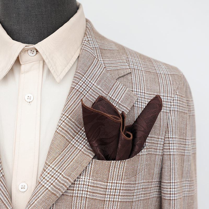 メンズヴィンテージフローラルパターンハンキータオル,無地,茶色の正方形のポケット,白いハンカチ,タキシードのスーツアクセサリー,ポリエステル23cm