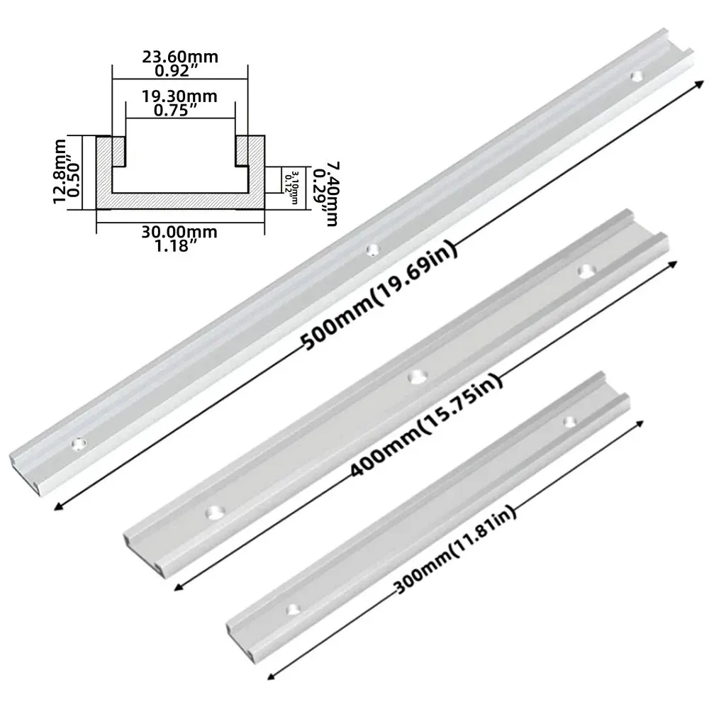 Fixation de gabarit de piste à onglet en aluminium, fente en T, Rail de goulotte pour le travail du bois de 30/40/50cm, Guide de limite coulissant à fente de fixation coulissante en T