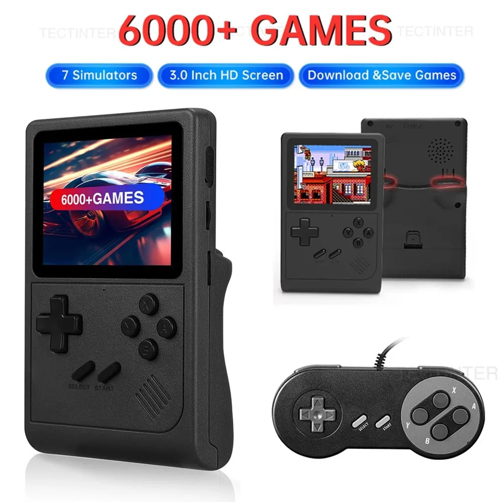 GB300 lettore di giochi portatile portatile schermo da 3.0 pollici Console per videogiochi 6000 giochi integrati supporto uscita AV per SFC/GBA