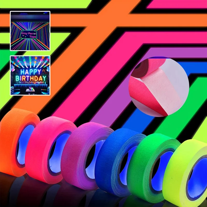 6 sztuk/zestaw Taśmy Gaffer Fluorescencyjne Samoprzylepne Naklejki Reaktywne na Światło UV Reaktywne do Fotografii Dekoracji Domu Rękodzieła DIY