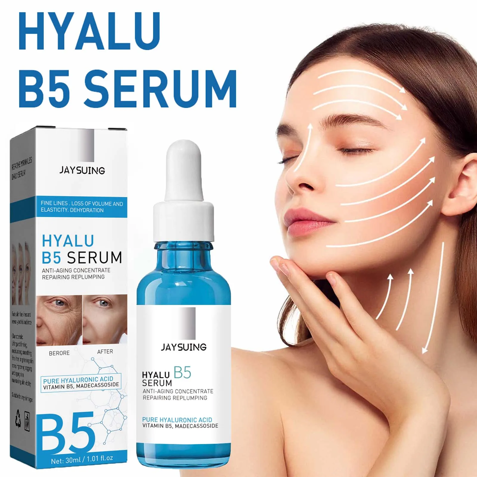 Pure Hyaluronic Acid Facial Serum Lifting Firming Fade Fine Lines Moisturizing Nourishing Shrink Pore Smooth Hyalu B5 เซรั่ม