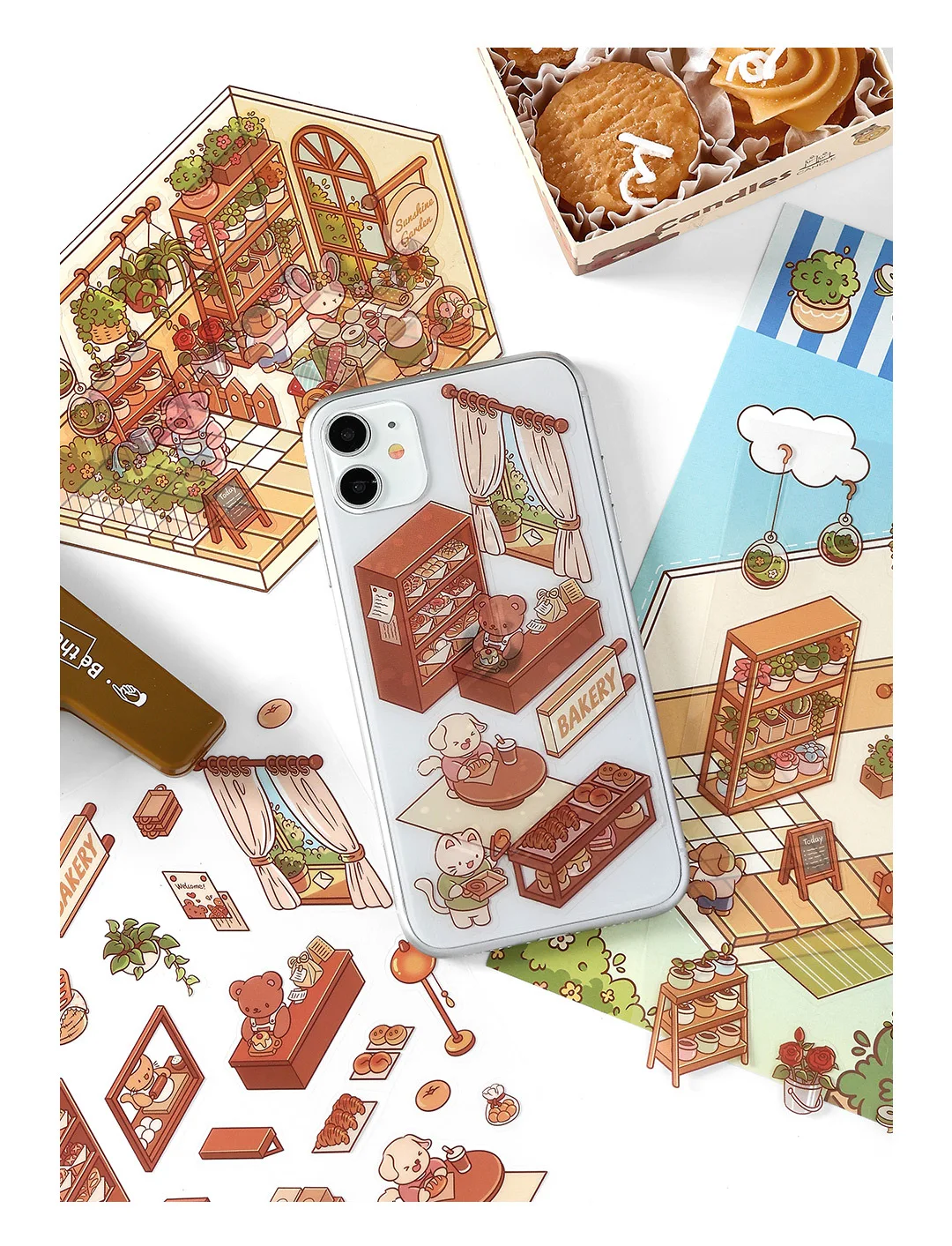 3D造園装飾ステッカー,かわいい漫画,ペットシーン