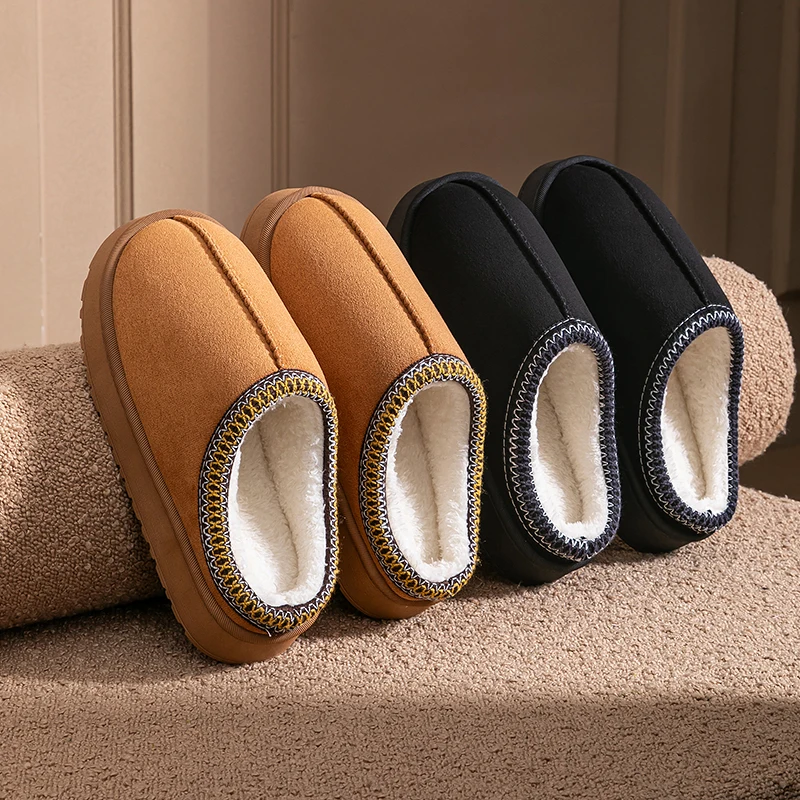 Pantofole in peluche da donna Scarpe da casa calde invernali Suola in EVA spessa alla moda per uso interno ed esterno Calzature da casa per coppia antiscivolo accoglienti