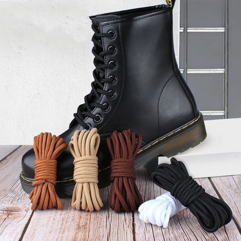 2 unids/par de cordones redondos de poliéster sólido negro marrón para botas Marten mujeres hombres Botas de senderismo al aire libre zapatos deportivos cuerdas de encaje
