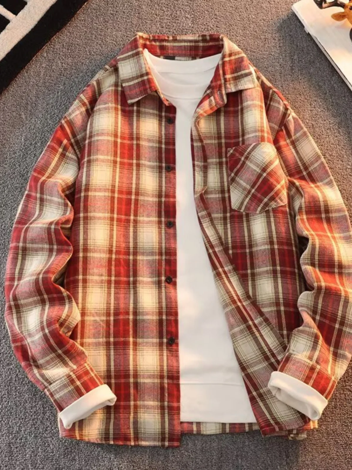 Long Sve Men's irt 2025 Spring New Sle Cool Retro Japanese id Large Size Collar irt Jaet Stand Fit Youth Faion